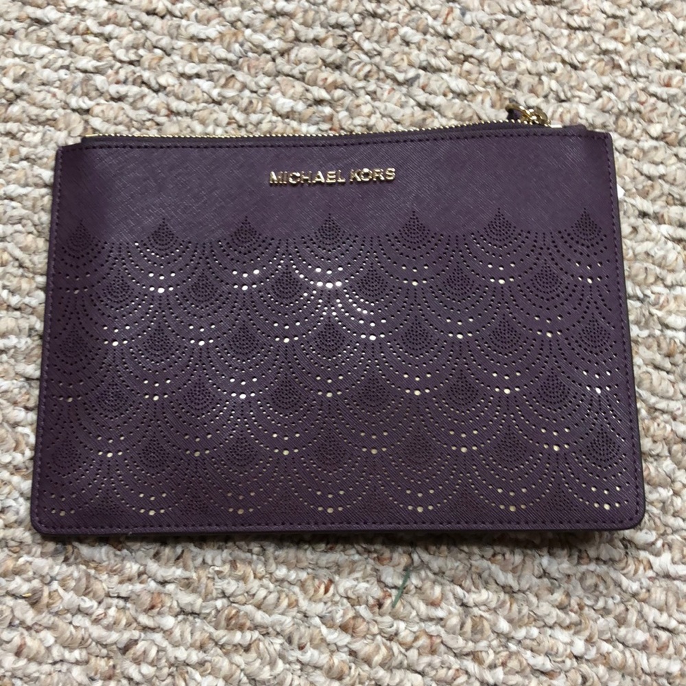 Purple Michael kors large clutch/ wristlet